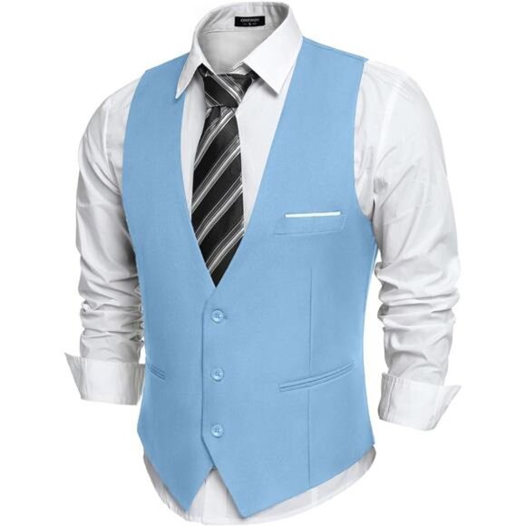 Men's Suit Vest Slim Fit Tuxedo Blue - Picture 1 of 5